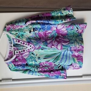 Caribbean Joe Tunic Top Floral Size Large